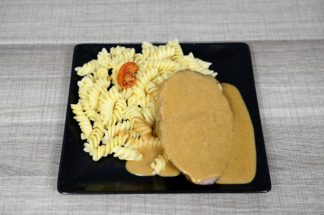 Filet mignon de porc sauce moutarde, pâtes